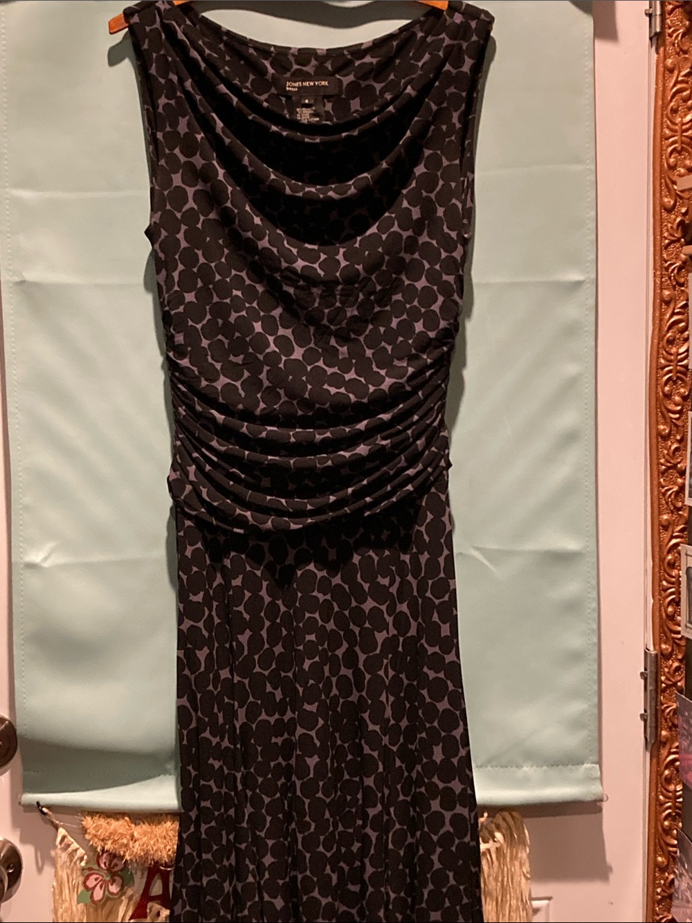 Jones New York Black Dot-Print Cowl Neck Maxi Dress